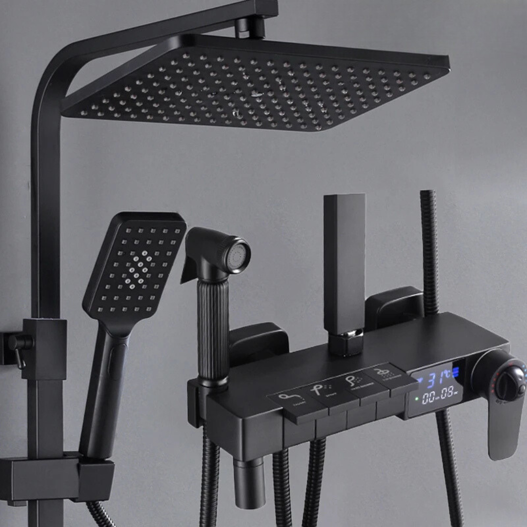 Chuveiro Digital Termostático Luxo Preto Fosco
