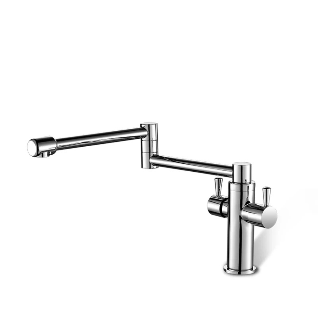 Torneira Misturador Duplo de Cozinha Gourmet Dobrável 360° em Latão