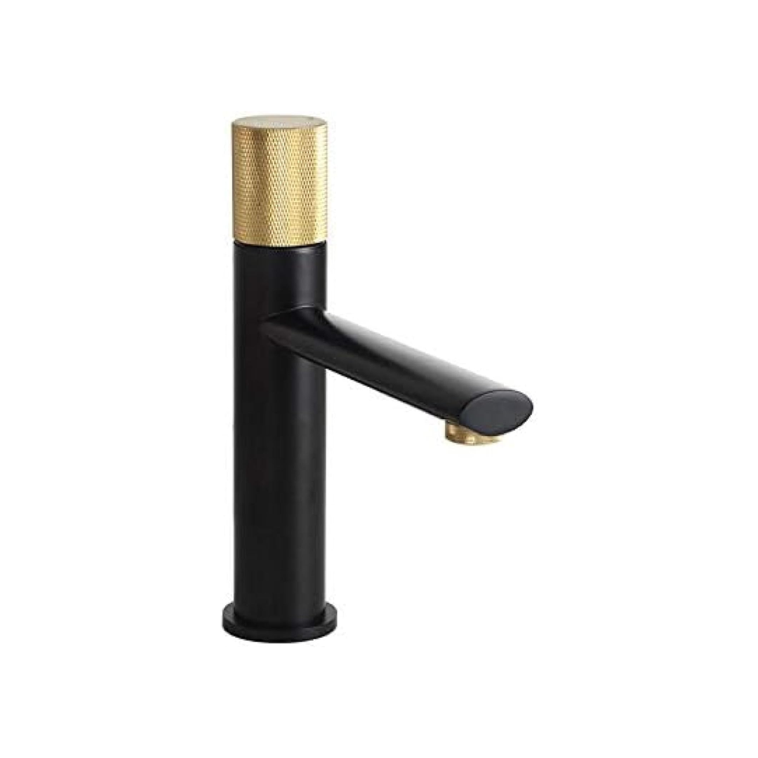 Torneira Misturador Monocomando Elegante para Lavatório - Preto com Dourado
