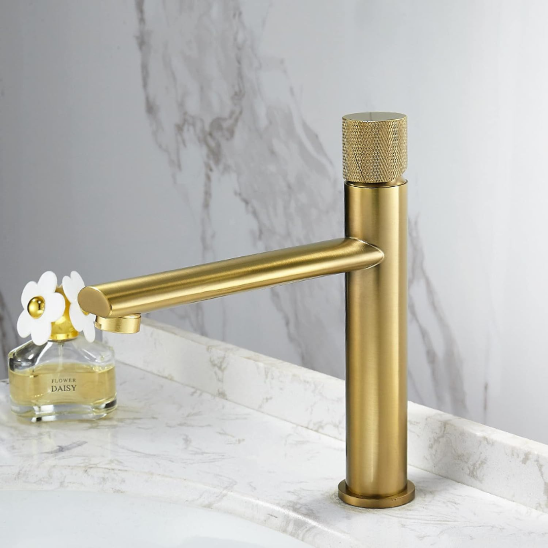 Torneira Misturador Monocomando Elegante para Lavatório - Dourada