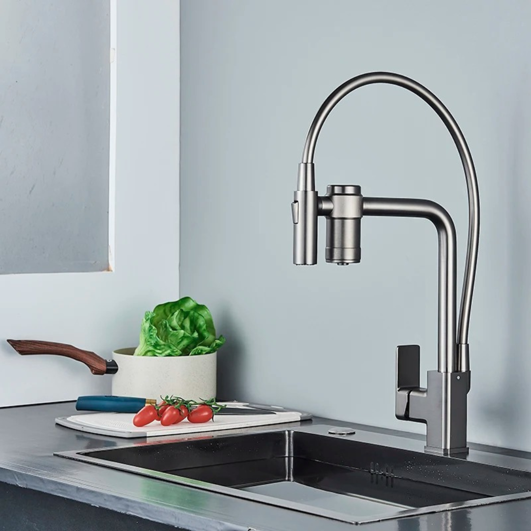 Torneira Misturador Monocomando de Cozinha com Água Filtrada - Design Contemporâneo