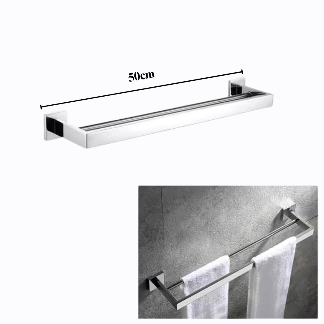 Acessórios de Banheiro em Aço Inoxidável - Cromado - Separados Acessórios Banheiro073 Vitrine das Torneiras Toalheiro Duplo - 50cm