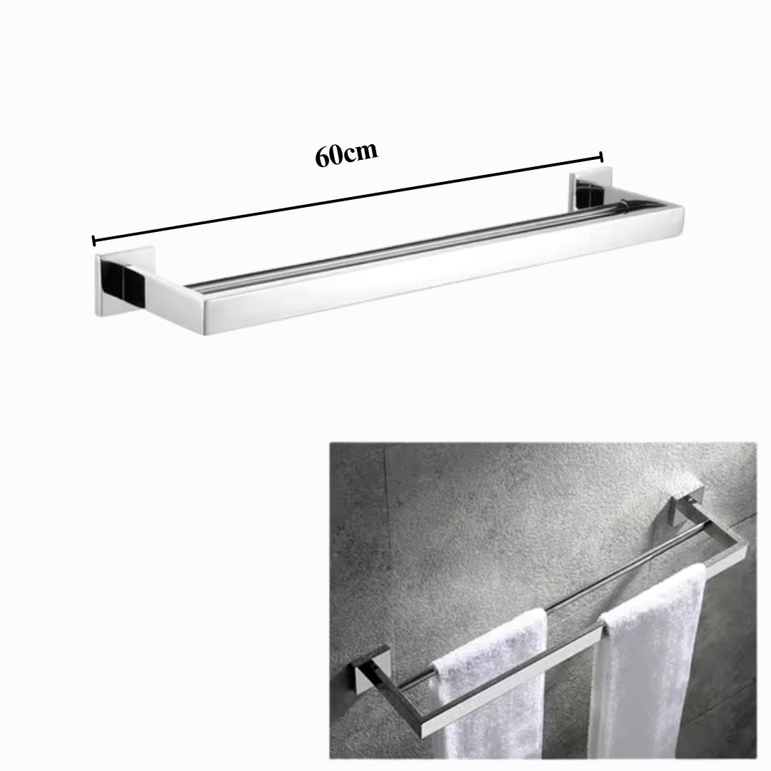 Acessórios de Banheiro em Aço Inoxidável - Cromado - Separados Acessórios Banheiro073 Vitrine das Torneiras Toalheiro Duplo - 60cm