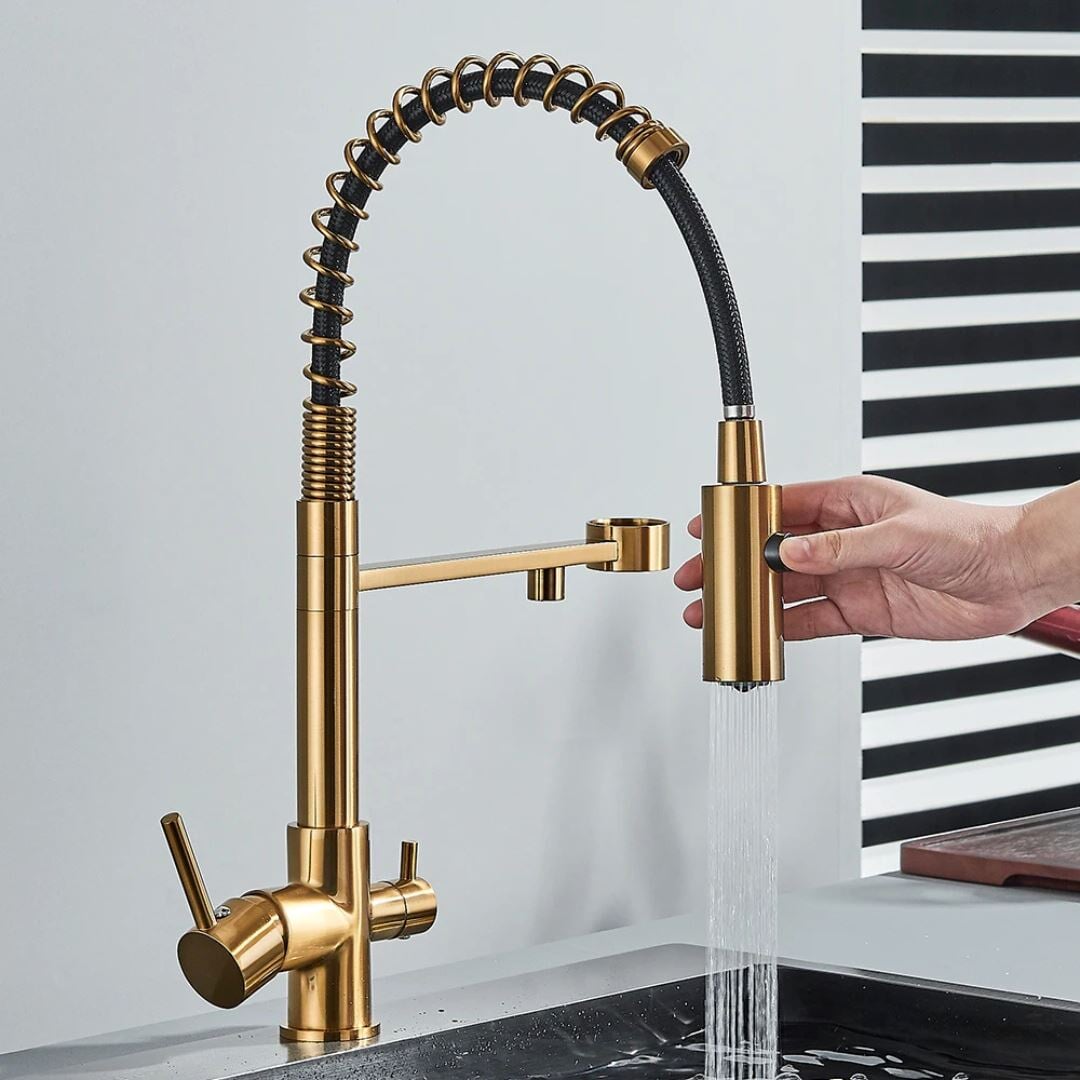 Aqualux 3D - Torneira Mágica de Cozinha com Filtro Triplo e Rotação 360° Dourada Cozinha022 Vitrine das Torneiras Dourado
