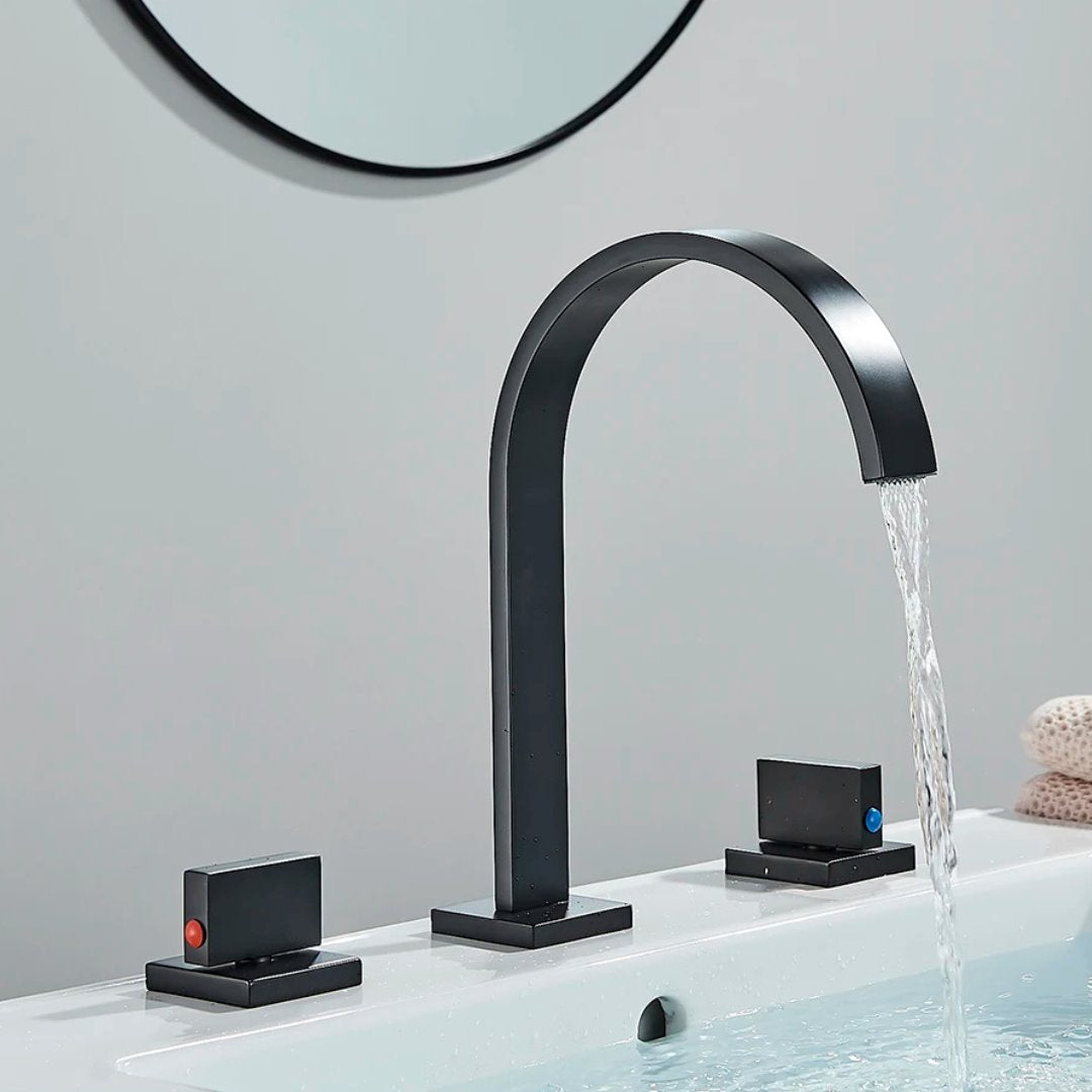 AquaLux Duet - Torneira de Design Contemporâneo para Bacia Banheiro013 Vitrine das Torneiras Preto Matte