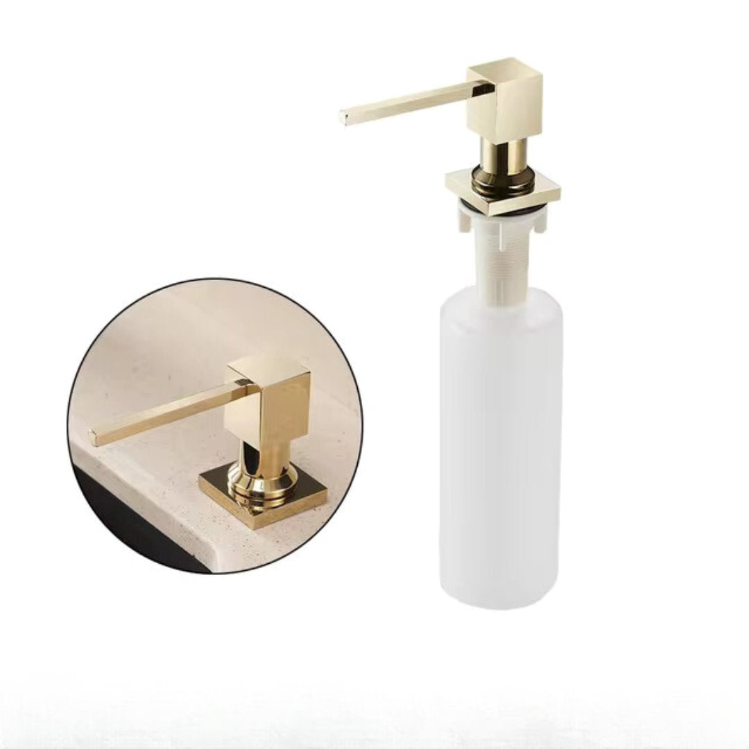 Dispensador de Sabão Líquido Latão 300ml Banheiros e Lavabos045 Vitrine das Torneiras Dourado