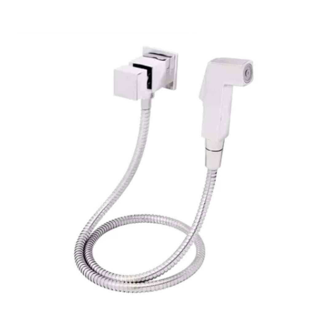 Ducha Higiênica Quadrada Luxo Em Metal Cromado - Água Fria Acessórios Banheiro037 Vitrine das Torneiras