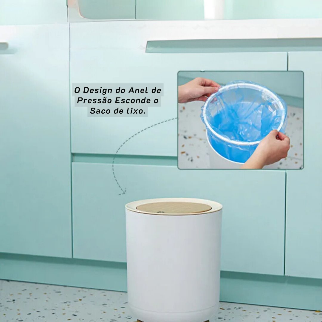 Ecobin Elegance: Lixeira Premium com Pedal e Tampa de Madeira Acessório003 Vitrine das Torneiras