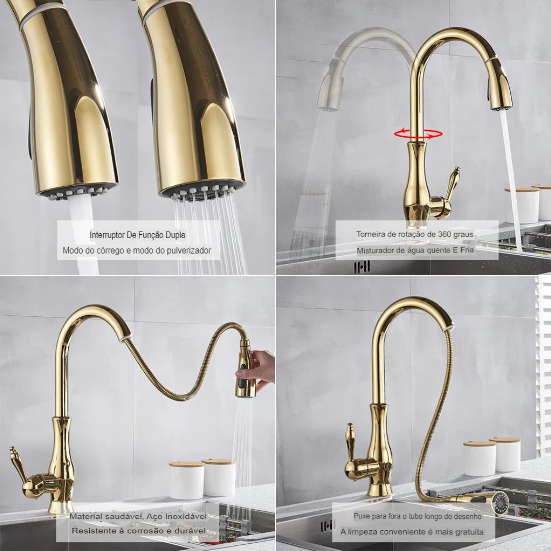 Giro Chef - Torneira de Cozinha com Design Moderno e Bica Flexível Cozinha012 Vitrine das Torneiras