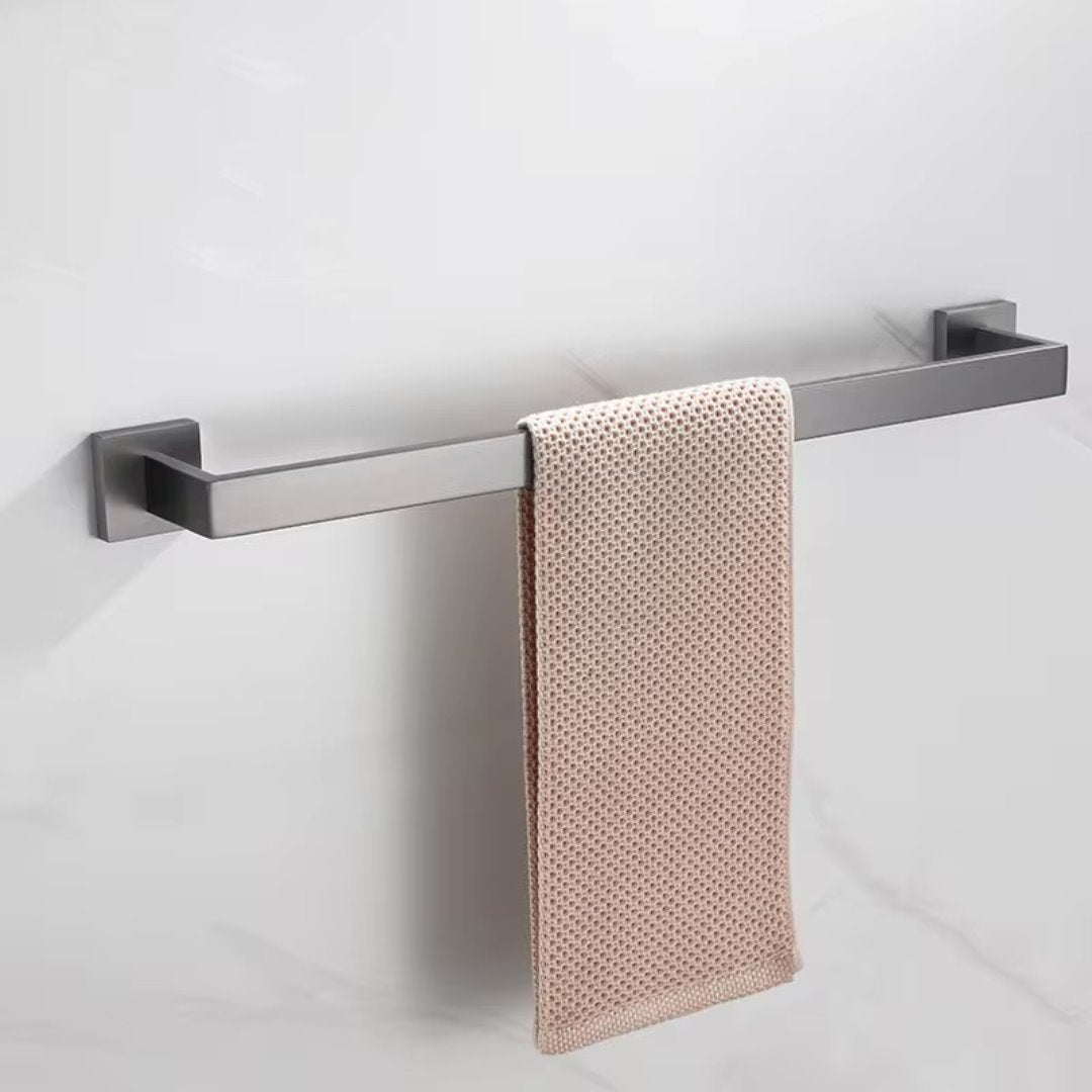 Kit Acessórios Banheiro Inox Cinza Escovado Acessórios Banheiro076 Vitrine das Torneiras Barra Simples