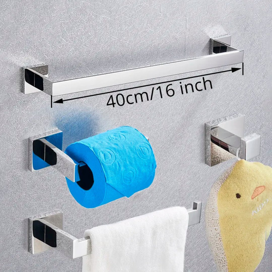 Kit de Acessórios de Banheiro Cromado em Aço Inoxidável Banheiro011 Vitrine das Torneiras 40 cm