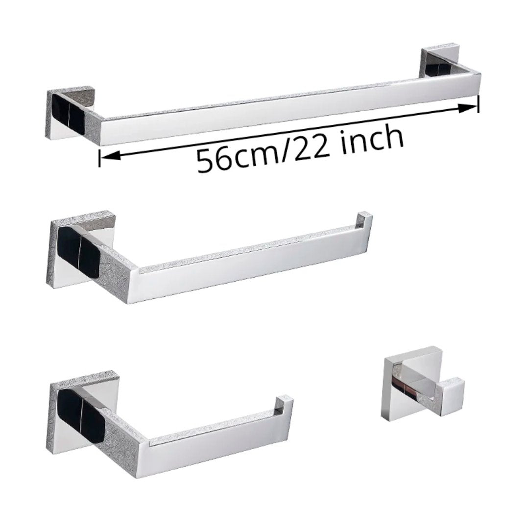Kit de Acessórios de Banheiro Cromado em Aço Inoxidável Banheiro011 Vitrine das Torneiras 56 cm