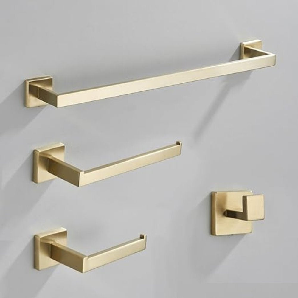 Kit de Acessórios para Banheiro em Aço Inoxidável - Dourado Escovado Acessório013 Vitrine das Torneiras