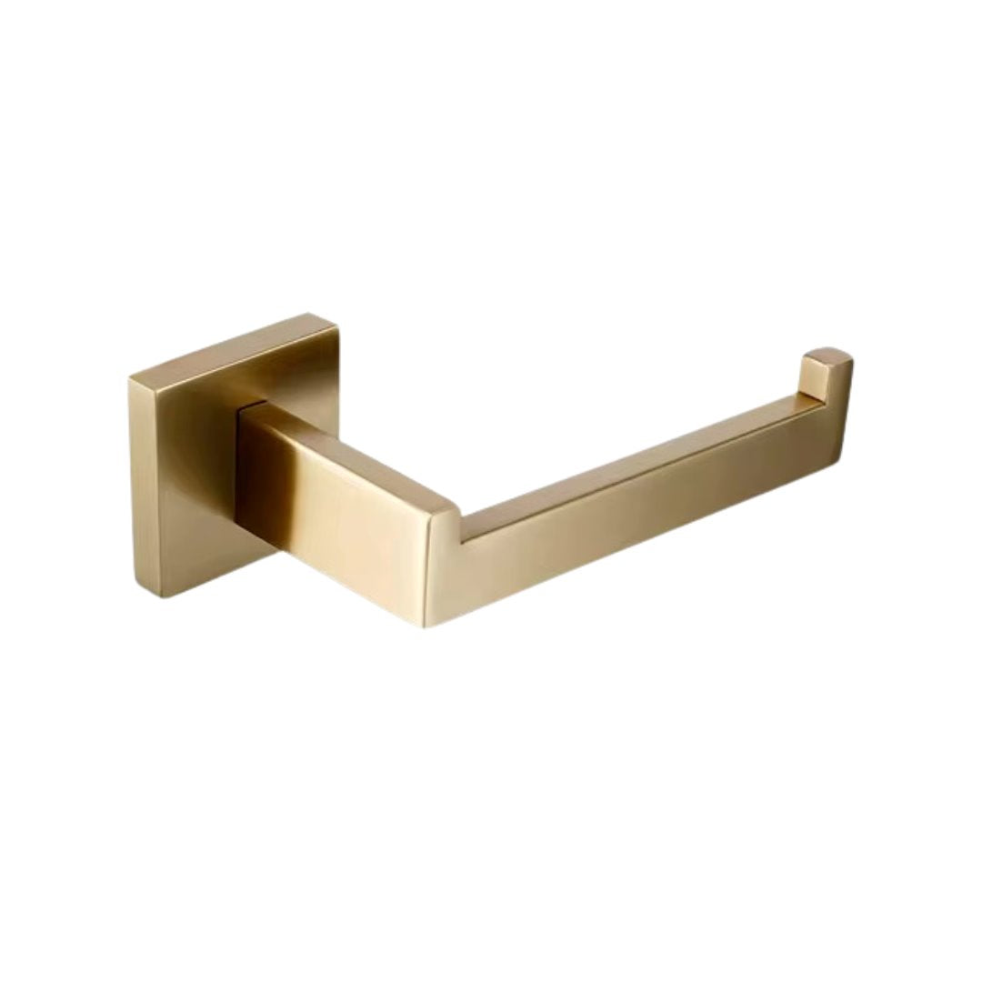 Kit de Acessórios para Banheiro em Aço Inoxidável - Dourado Escovado Acessórios Banheiro016 Vitrine das Torneiras Porta Papel Higiênico