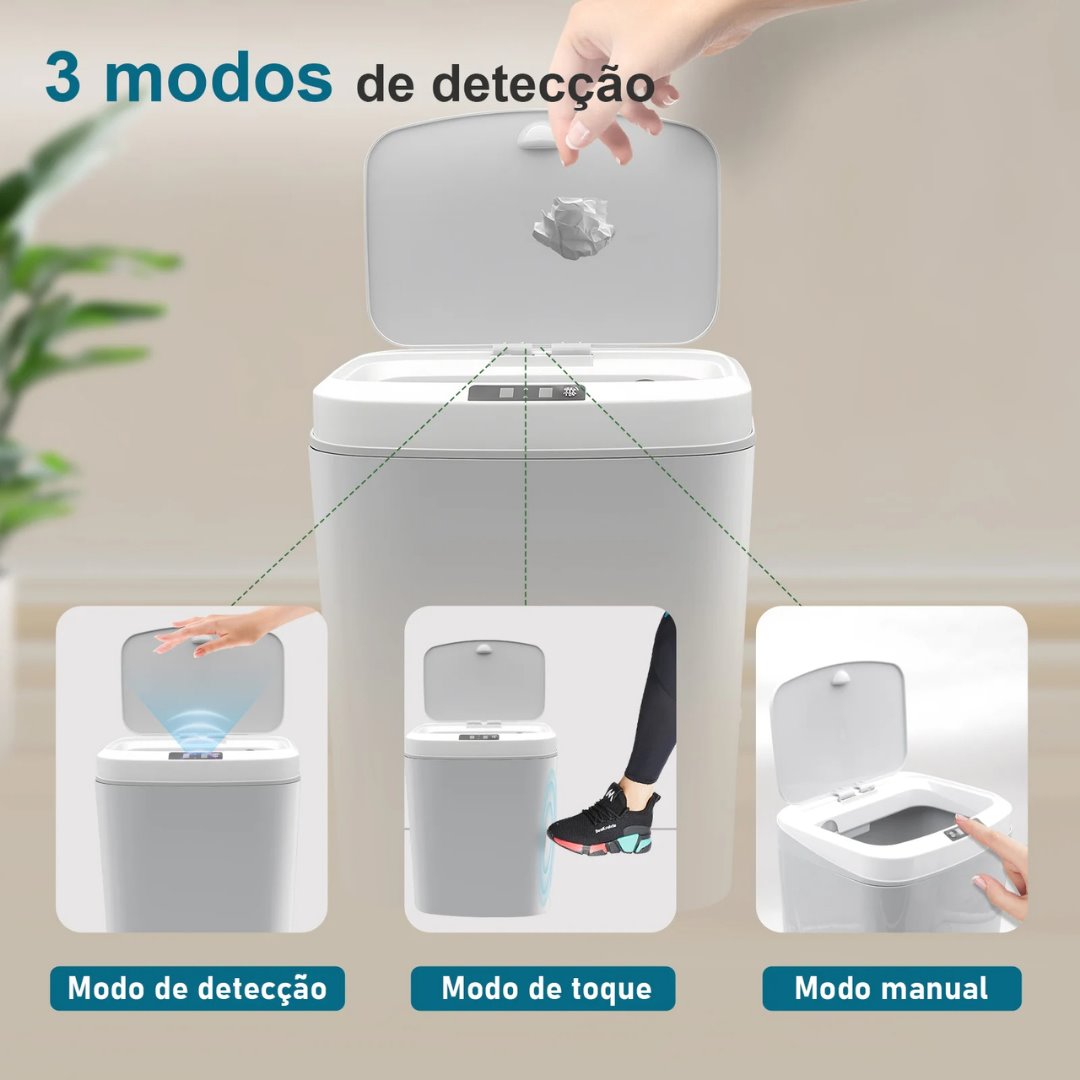 Lixeira Automática Higiênica Silenciosa de 16L Acessórios Banheiro052 Vitrine das Torneiras