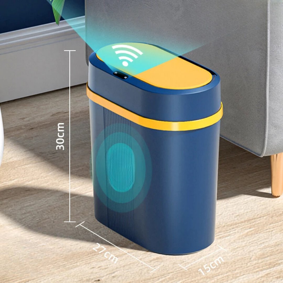 Lixeira com Sensor de Movimento Para Banheiro Azul com Amarelo Acessórios Banheiro068 Vitrine das Torneiras