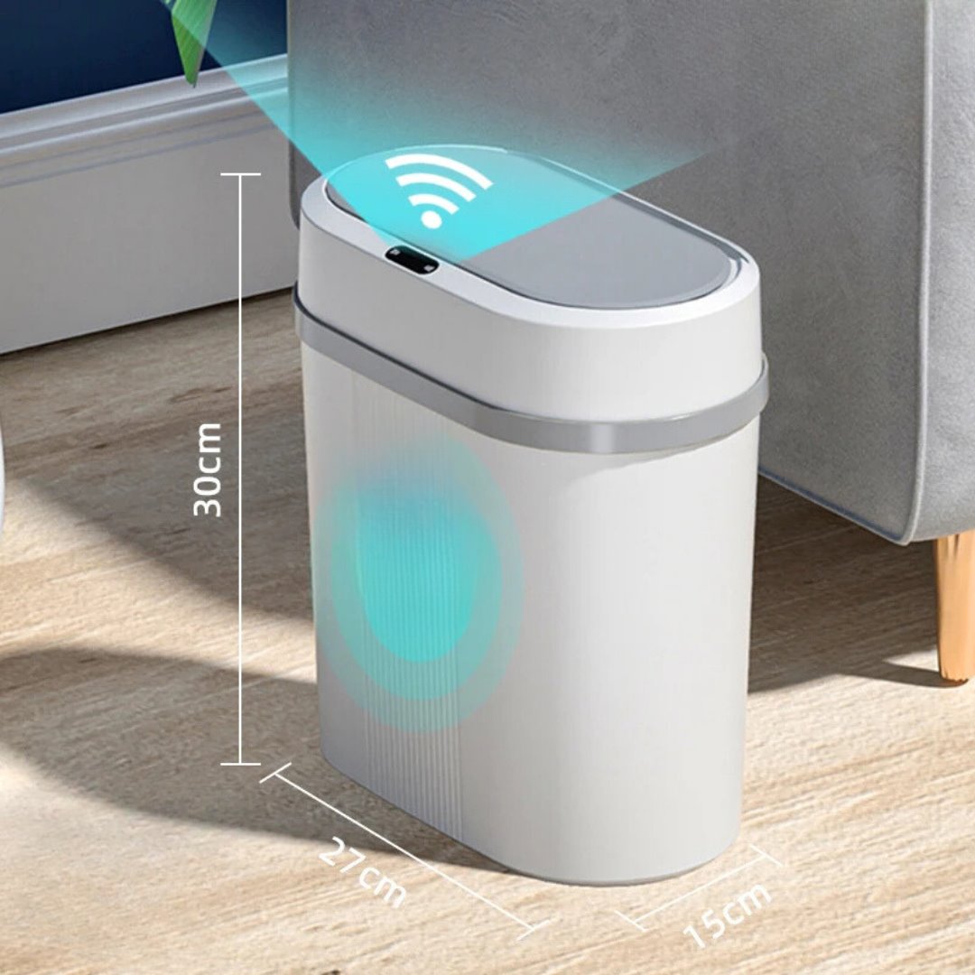 Lixeira com Sensor de Movimento Para Banheiro Branco com Cinza Acessórios Banheiro065 Vitrine das Torneiras