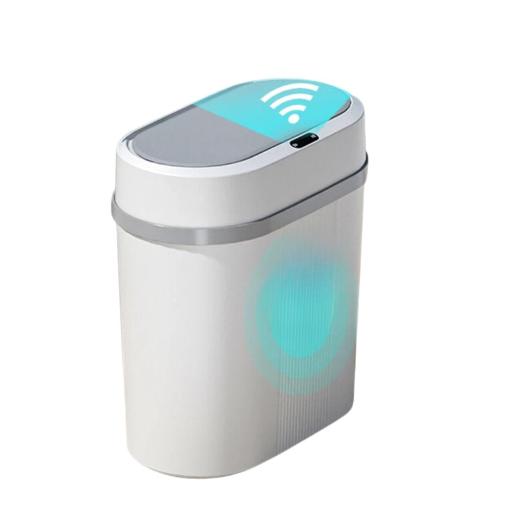 Lixeira com Sensor de Movimento Para Banheiro Branco com Cinza Acessórios Banheiro065 Vitrine das Torneiras