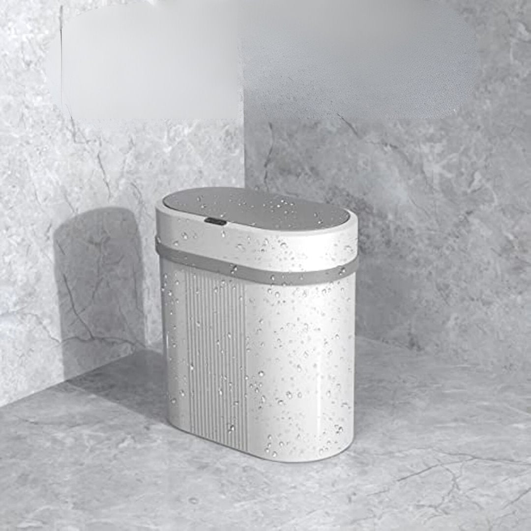 Lixeira com Sensor de Movimento Para Banheiro Branco com Cinza Acessórios Banheiro065 Vitrine das Torneiras
