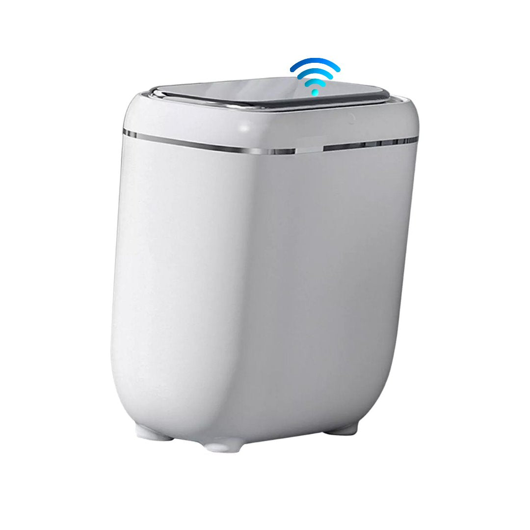 Lixeira Inteligente Automática Recarregável 14L Branco com Prata Acessórios Banheiro064 Vitrine das Torneiras