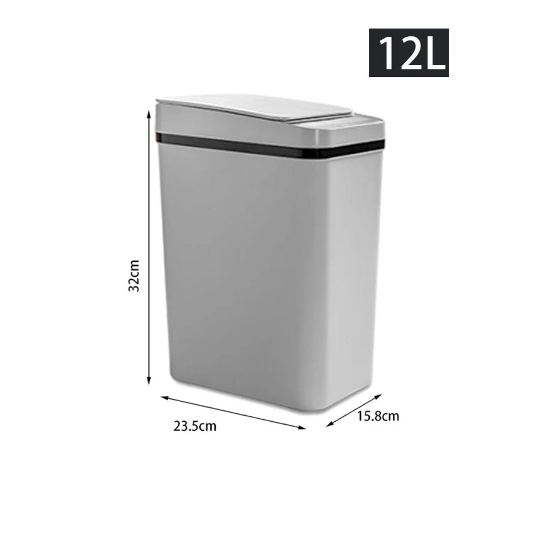 Lixeira Sensorial Recarregável de 12L Cinza Acessórios Banheiro047 Vitrine das Torneiras
