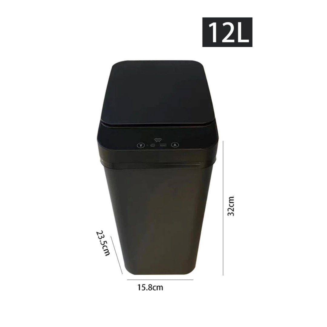 Lixeira Sensorial Recarregável de 12L Preta Acessórios Banheiro045 Vitrine das Torneiras