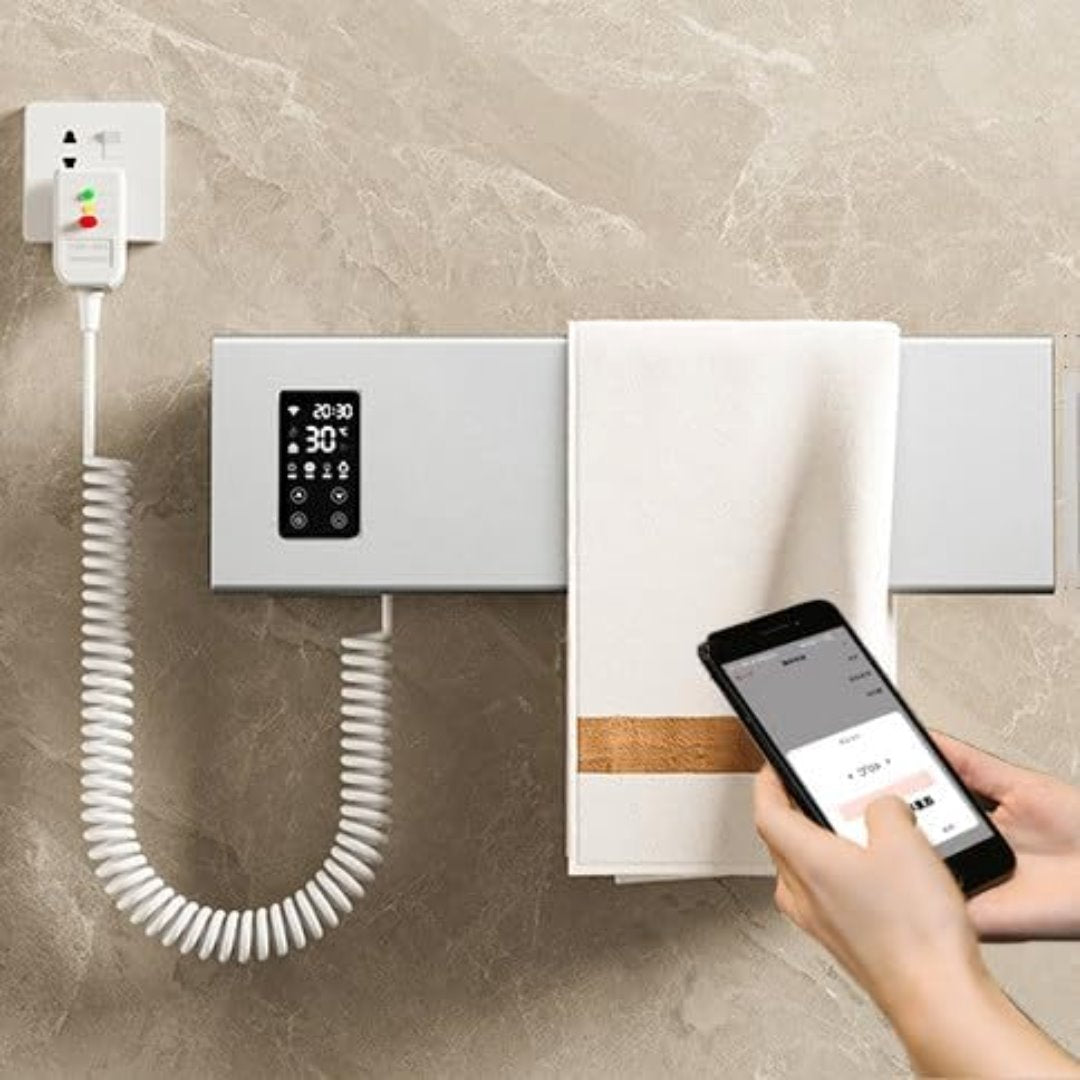 Toalheiro Elétrico 1 Andar Fibra De Carbono Aquecimento Constante 220V - Branco Toalheiro013 Vitrine das Torneiras