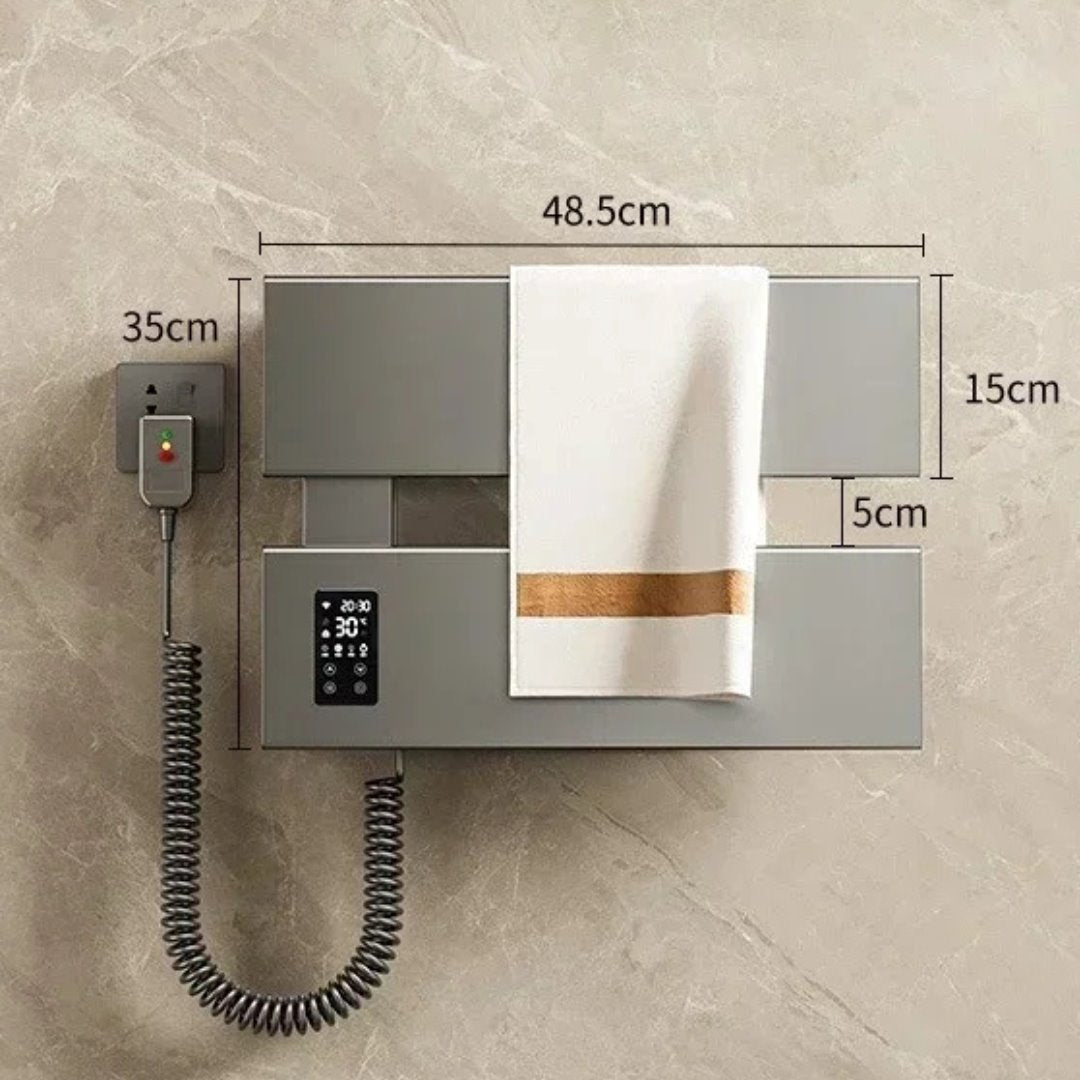 Toalheiro Elétrico 2 Andares Fibra De Carbono Aquecimento Constante 220V - Cinza Toalheiro014 Vitrine das Torneiras 2 Andares
