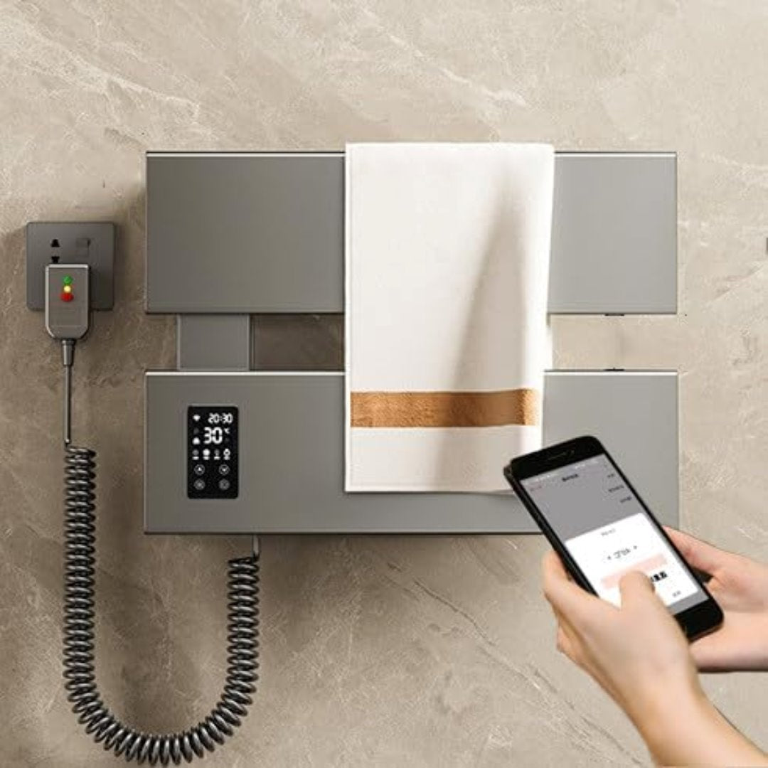 Toalheiro Elétrico 2 Andares Fibra De Carbono Aquecimento Constante 220V - Cinza Toalheiro014 Vitrine das Torneiras