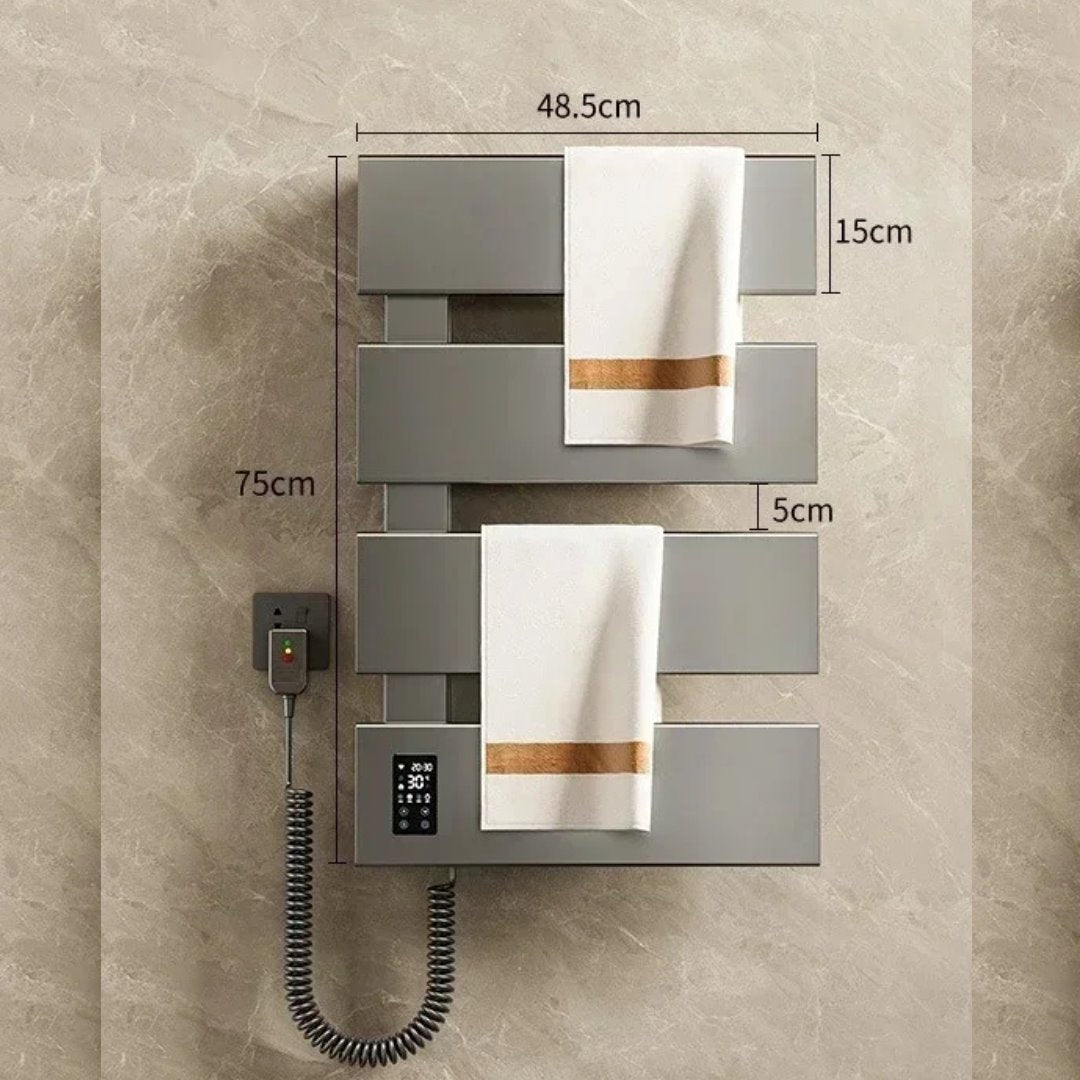 Toalheiro Elétrico 4 Andares Fibra De Carbono Aquecimento Constante 220V - Cinza Toalheiro014 Vitrine das Torneiras 4 Andares