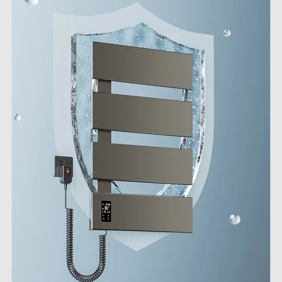 Toalheiro Elétrico 4 Andares Fibra De Carbono Aquecimento Constante 220V - Cinza Toalheiro014 Vitrine das Torneiras