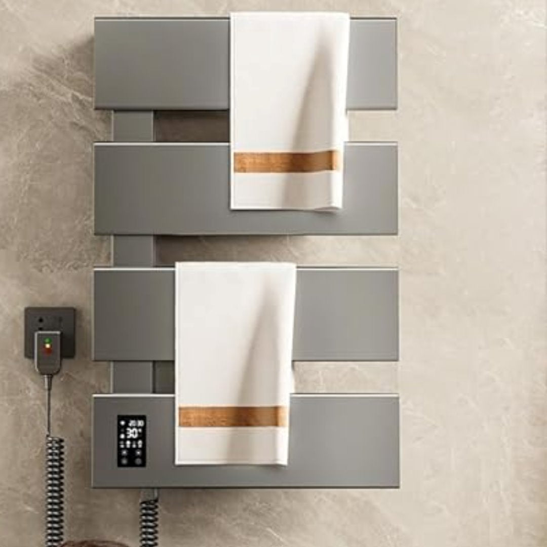 Toalheiro Elétrico 4 Andares Fibra De Carbono Aquecimento Constante 220V - Cinza Toalheiro014 Vitrine das Torneiras