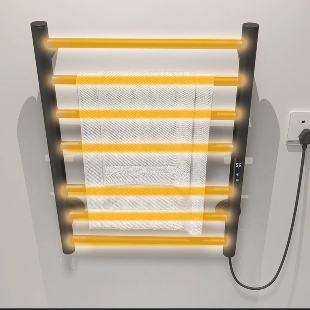 Toalheiro Elétrico com Aquecimento Inteligente 220V Preto Toalheiro011 Vitrine das Torneiras