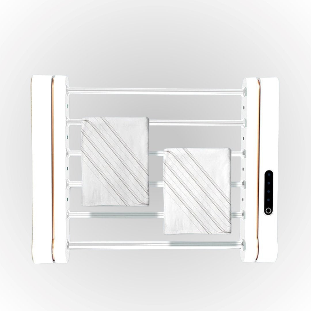 Toalheiro Elétrico Inteligente Desinfecção UV Branco com Dourado Toalheiro012 Vitrine das Torneiras