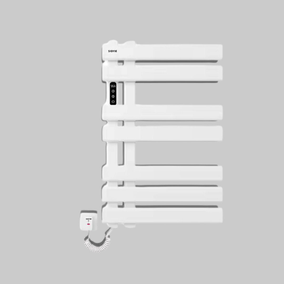 Toalheiro Elétrico Inteligente em Alumínio de Aviação - Controle Remoto WiFi 220V Toalheiro034 Vitrine das Torneiras Branco Direita