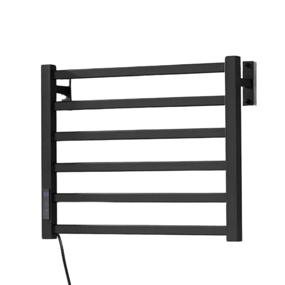 Toalheiro Termostático com Aquecedor 6 Andares com Display 220V - Preto Toalheiro012 Vitrine das Torneiras Esquerda
