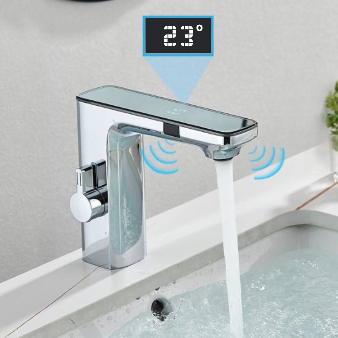 Torneira Automática de Banheiro - Design Contemporâneo com Sensor Banheiro001 Vitrine das Torneiras Cromado