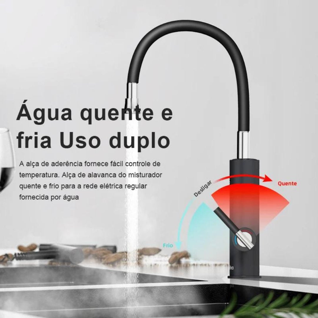 Torneira de Aquecimento Rápido com Bico Longo e Rotação 360 220V Banheiros e Lavabos153 Vitrine das Torneiras