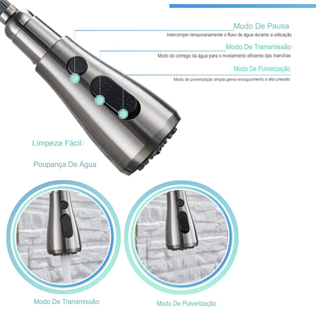 Torneira de Cozinha Contemporânea Giratória 360° com Água Quente e Fria Cozinha001 Vitrine das Torneiras