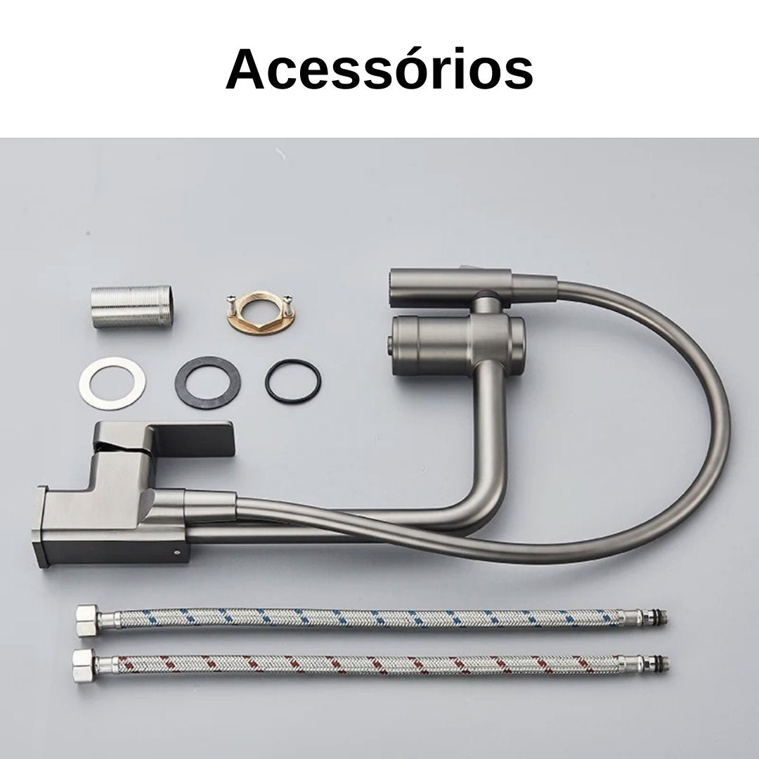 Torneira de Cozinha Filtrada - Misturador de Água Quente e Fria - Bico de Água Pura - 2 Modelos - Montagem em Deck - Punho Único Cozinha e Área Gourmet032 Vitrine das Torneiras