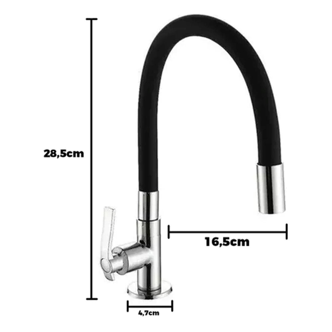Torneira de Cozinha Flexível Bancada - Preta Cozinha e Área Gourmet059 Vitrine das Torneiras