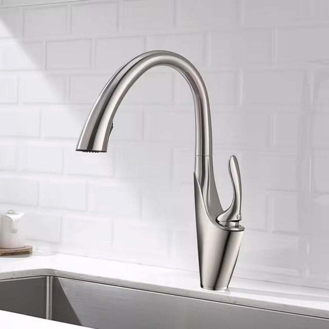 Torneira de Cozinha Monocomando com Jato Retrátil - Aço Escovado Cozinha e Área Gourmet052 Vitrine das Torneiras