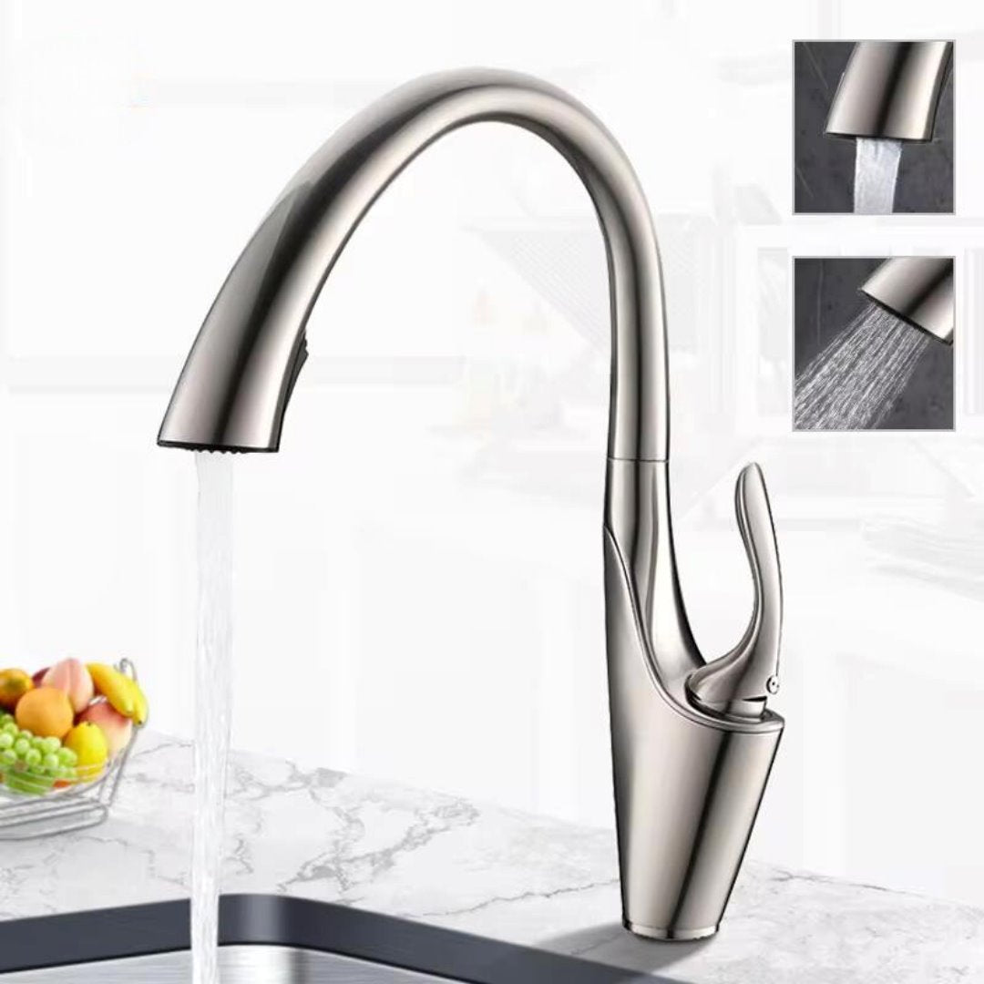 Torneira de Cozinha Monocomando com Jato Retrátil - Aço Escovado Cozinha e Área Gourmet052 Vitrine das Torneiras