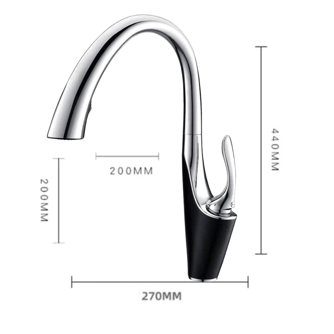 Torneira de Cozinha Monocomando com Jato Retrátil Preto com Cromado Cozinha e Área Gourmet052 Vitrine das Torneiras