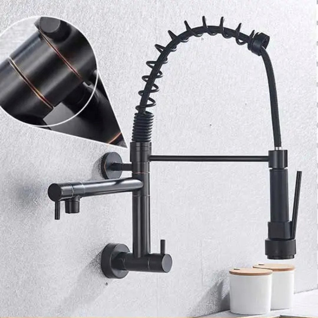 Torneira de Cozinha Premium com Saída Dupla e Pulverizador Giratório - Montada na Parede, Somente para Água Fria Cozinha017 Vitrine das Torneiras