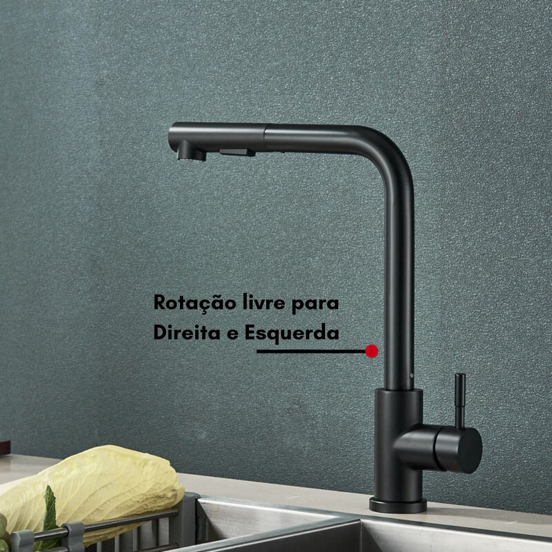 Torneira de Cozinha Retrátil com Bico Giratório de 360° Cozinha002 Vitrine das Torneiras