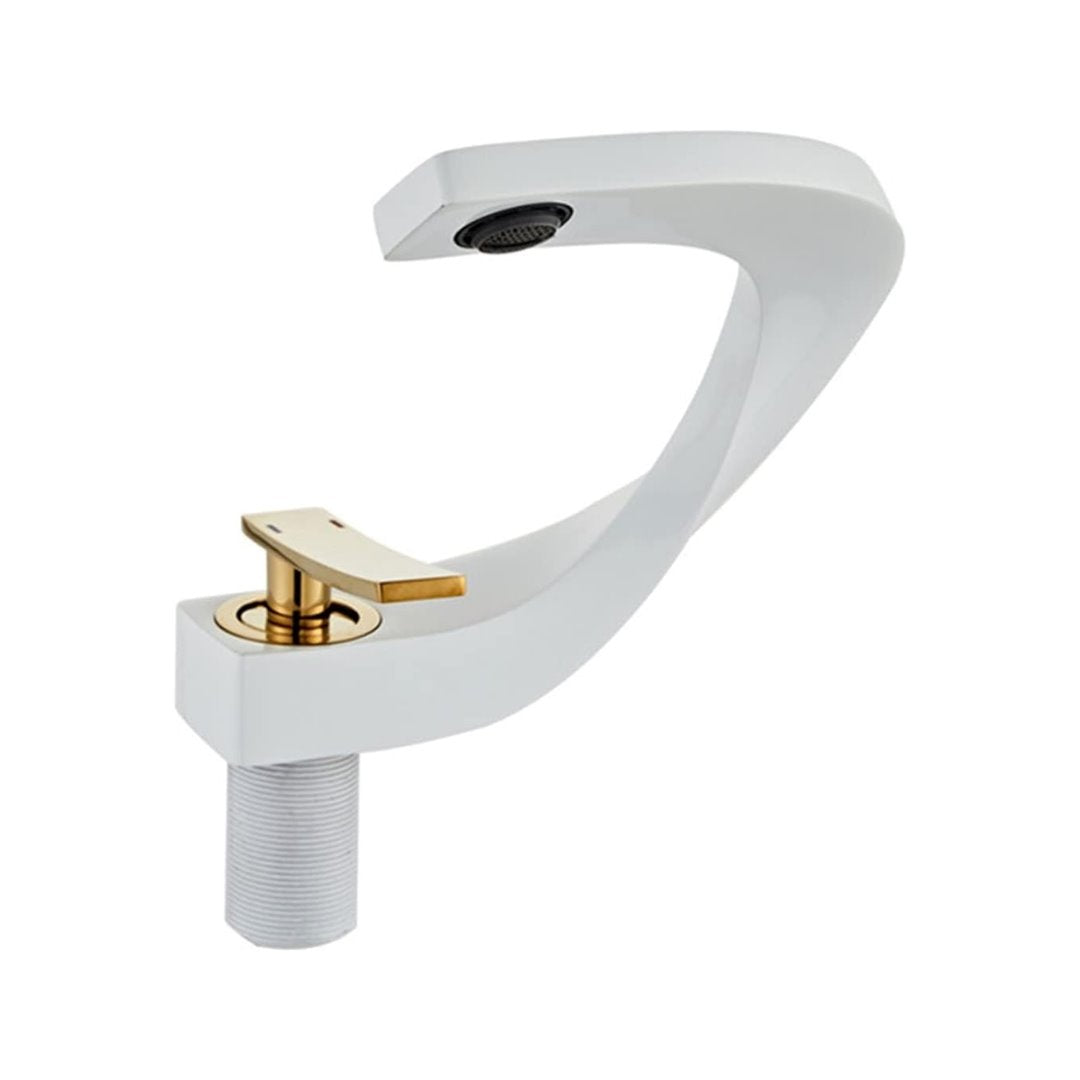 Torneira de Latão para Deck com Misturador de Água Quente e Fria Branco com Dourado Banheiros e Lavabos120 Vitrine das Torneiras