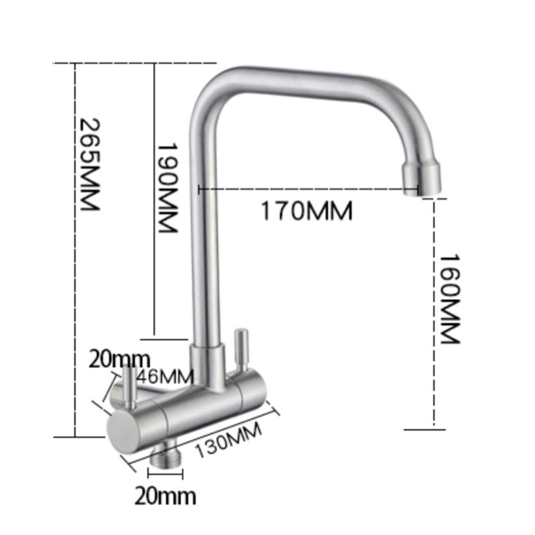 Torneira de Parede em Aço Inox - Água Fria com Spray 360° Cozinha e Área Gourmet083 Vitrine das Torneiras