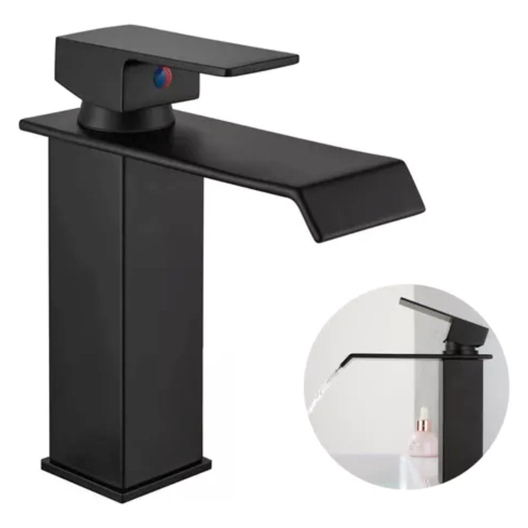 Torneira Elegante Preta com Cascata para Banheiro Banheiros e Lavabos056 Vitrine das Torneiras