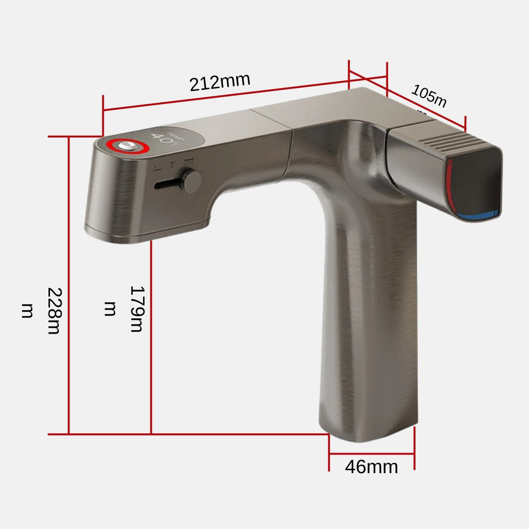 Torneira Gourmet Digital com Purificador de Água na cor Cinza Banheiros e Lavabos079 Vitrine das Torneiras